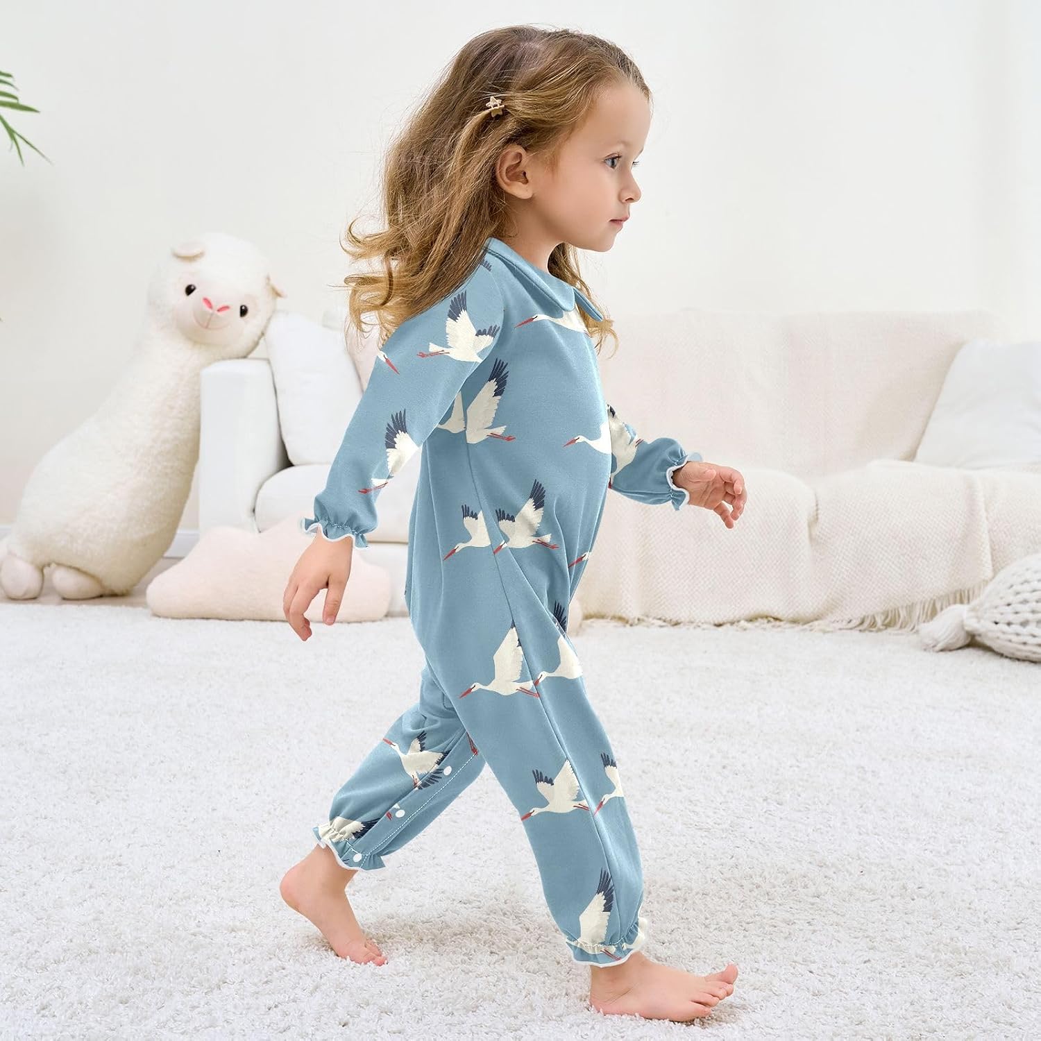vvfelixl Baby Sleepers Flying Stork Long Sleeve Onesie Girl Baby Clothes for Girl Play One-piece for 0-3 months