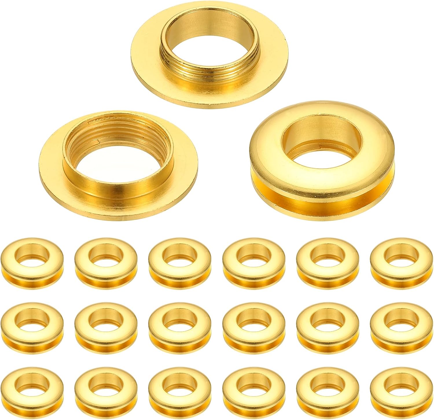PATIKIL 15.5mm(5/8 inch) Solid Brass Hole Eyelets, 20 Pcs Arc Surface Self Backing Grommets with Washer for Shoes Clothes Crafts Bag Leather Craft, Gold Tone