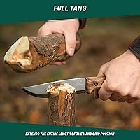 Vista 4 de BeaverCraft Bushcraft Cuchillo de acero al carbono de espiga completa con funda de cuero, cuchillo de arbusto de camping, hoja fija, cuchillos