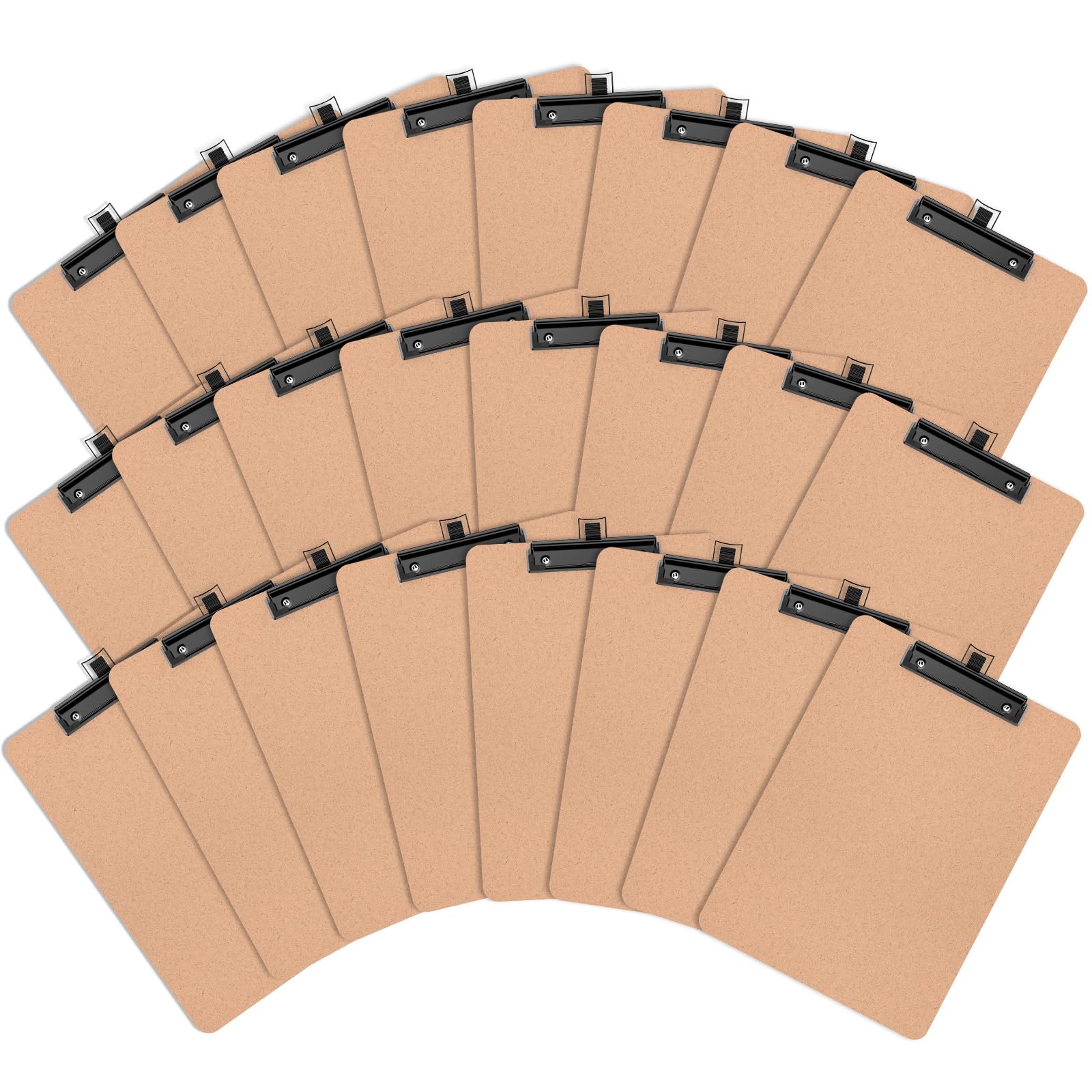 Zoenley 24 Pack Wood Clipboards with Pen Holder, 9 x 12.5 Letter Size for Classroom, Students, Kid, 8.5 x 11 Hardboard Clip Board with Low Profile Black Clip, Office & School Supplies