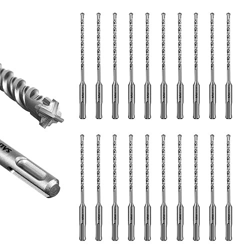 Miniatura 39 de SALI SDS Plus - Broca de martillo rotativo, 10 unidades, kit de brocas para hormigón de 7/16 x 12 pulgadas, material de carburo de doble rosca de