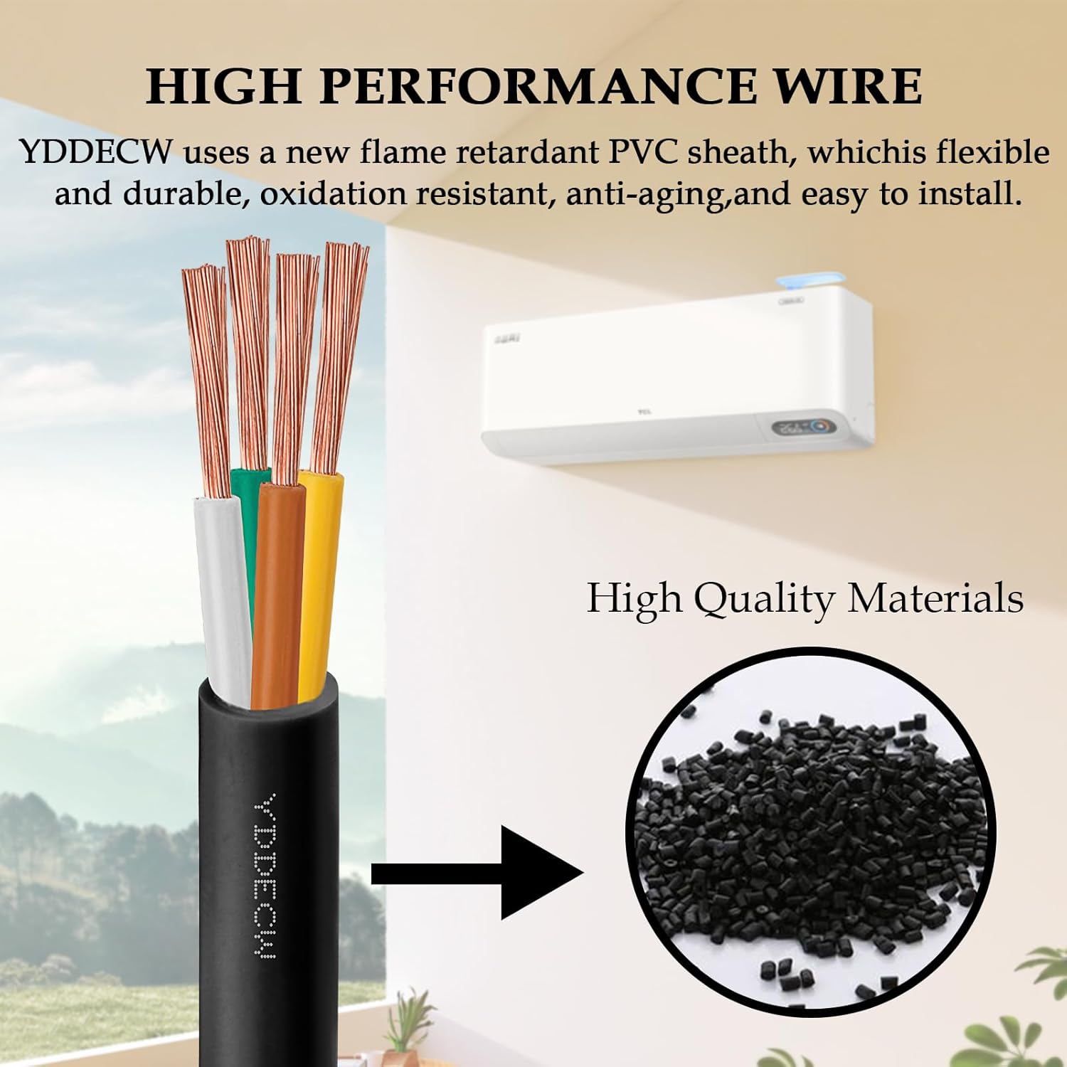 14/4 Mini Split Wire 200Ft - Yddecw Weatherproof 14 Awg 4 Co...