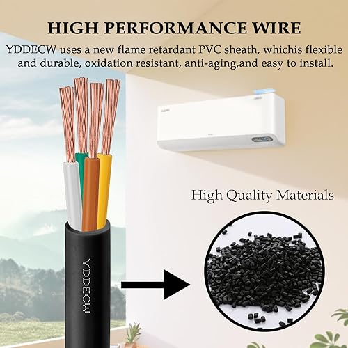 Miniatura 5 de YDDECW - Cable de control de 4 conductores 14 AWG - Cable 144 100% cobre puro para sistemas de aire acondicionado mini split y bomba de calor, cobre