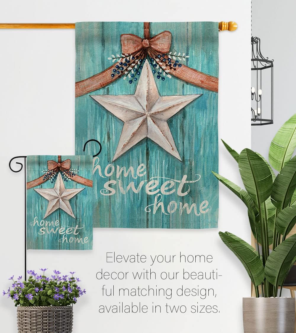 Breeze Decor H100067-BO Welcome White Barn Star Inspirational Sweet Home Decorative Vertical, House Flag 28"x 40", Multi-Color