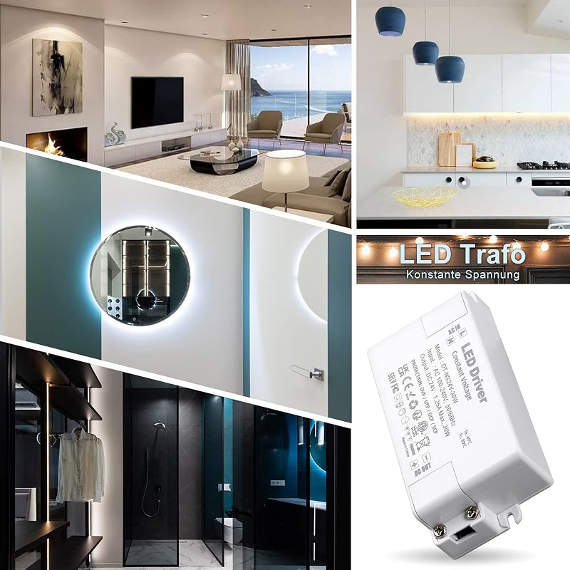 VARICART LED Transzformátor 24V 30W - Kompakt Tápegység 230V-ról 24V DC 1250mA - LED Szalagokhoz, G4, MR11, MR16 Izzókhoz