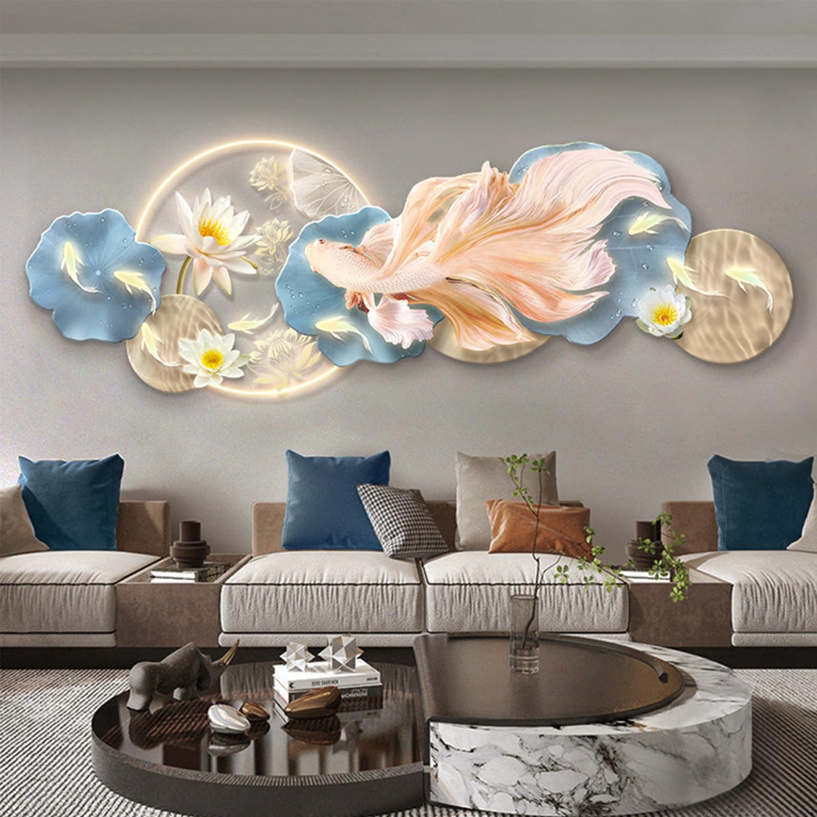PGZMDTWI 3D LED Wall Art with Crystal Porcelain, Illuminated Sandstone Sculpture for Living Room & Entryway Atmosphere Décor(A,120 * 40CM'.2 * 15.7IN)