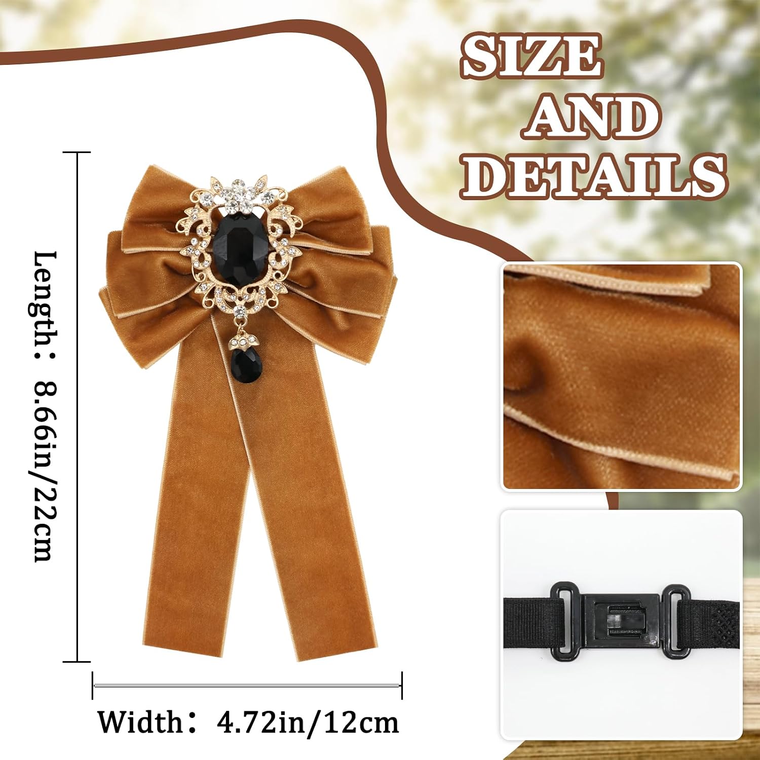 Adjustable Velvet Womens Bow Ties with Rhinestone for Prom Evening | Rhinestone Center Detail, Velvet Fabric Sheen, Adjustable Strap, Banquet Concert Prom Stage Formal, Multiple Colors