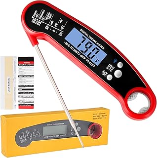 YEVEETTE Digital Meat Thermometer, Instant Read Food Thermometer with Magnet & Foldable Probe, IP67 Waterproof Cooking The...