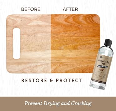 Kate Naturals Mineral Oil for Wood Cutting Board, Food Grade, Odorless, 8oz | Food Safe Mineral Oil to Protect Wooden Cutting Board, Butcher Block, Utensils, Bamboo Boards, Stainless Steel Knife