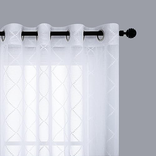 Miniatura 23 de KOUFALL Juego de 2 paneles de cortinas beige crema de 96 pulgadas de largo, cortinas traslúcidas elegantes y modernas de lujo para sala de estar