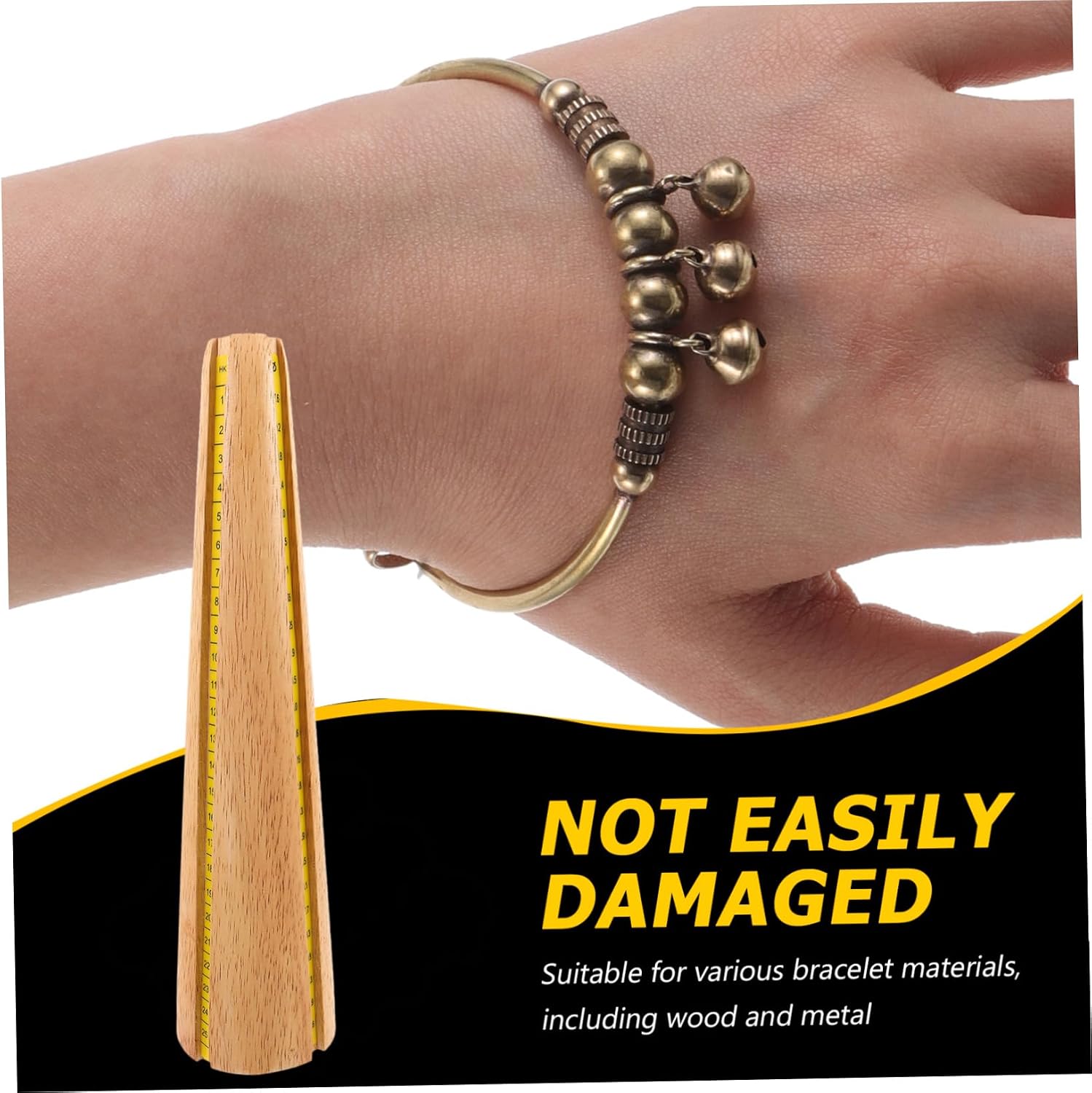 NUOBESTY Wooden Bracelet Mandrel Tool Precision Jewelry Making Bangle Sizing Stick for Accurate Wrist Measurement Efficient Repair Compact Portability for Crafting