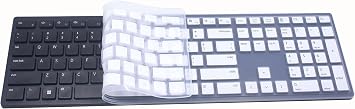 Silicone Keyboard Cover Skin Compatible for Dell Pro KM5221W / KB500 Keyboards & Dell Wireless Bluetooth Keyboard KM7321W White