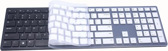 Silicone Keyboard Cover Skin Compatible for Dell Pro KM5221W / KB500 Keyboards & Dell Wireless Bluetooth Keyboard KM7321W White