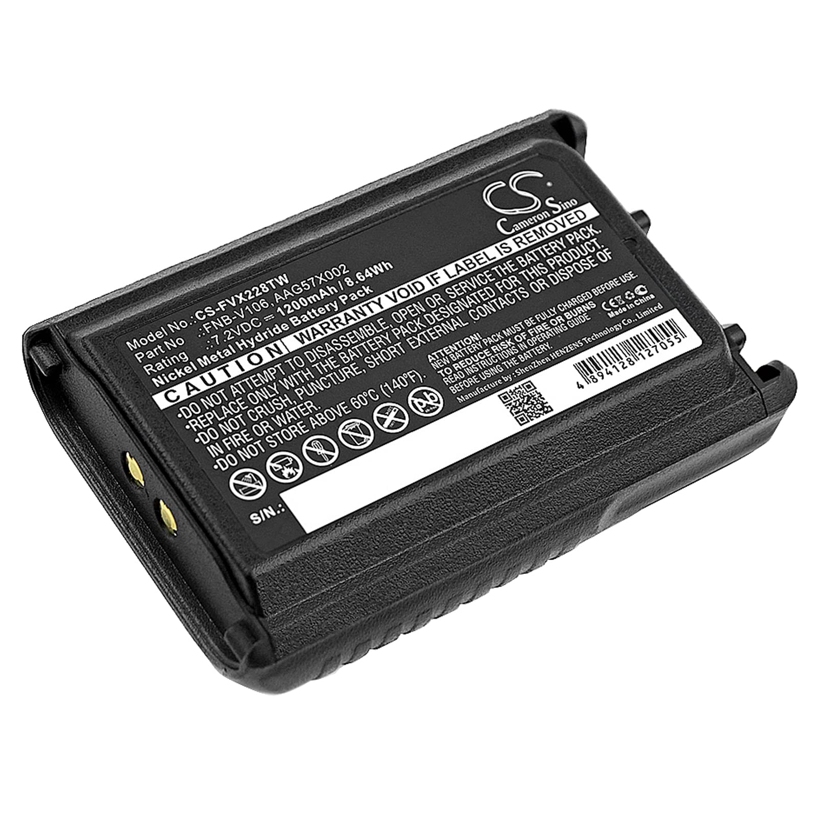 TECHTEK Batería 1200mAh Compatible con [Bearcom] BC-95, para [Vertex Standard] VX-228, VX-230, VX-231, VX-231L, para [YAESU] VX-228, VX-230, VX-231, VX-231L sustituye AAG57X002, FNB-V106 FBA