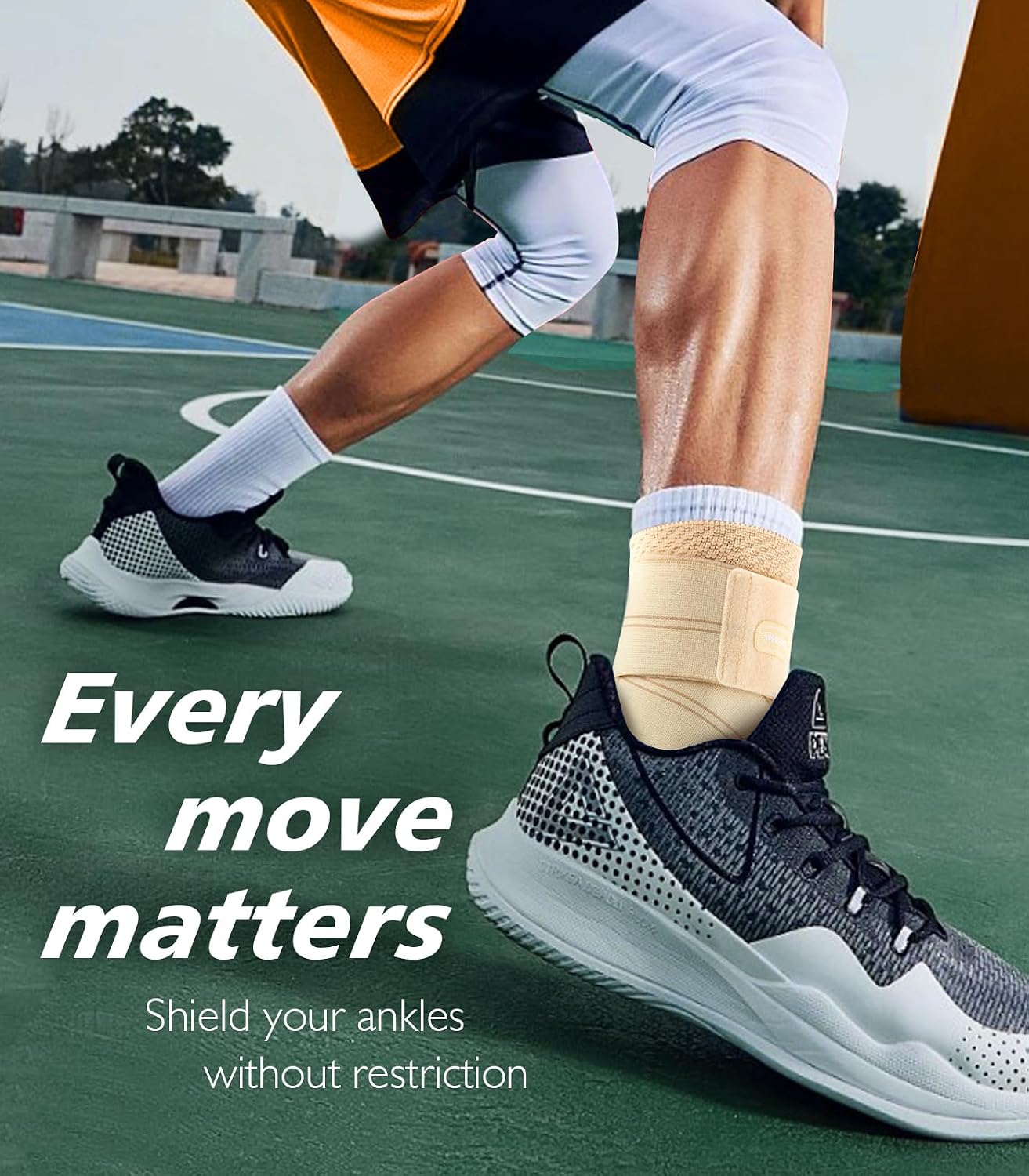 7-Zone Ankle Brace for Women&Men, L,Nude