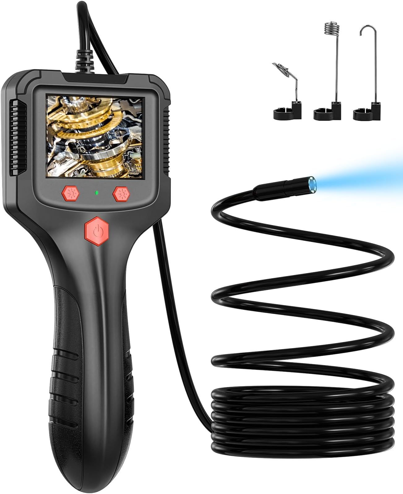 Endoscope Camera with Light, Industrial Digital Borescope, Snake Camera 1080P 8mm IP67 Waterproof, Black