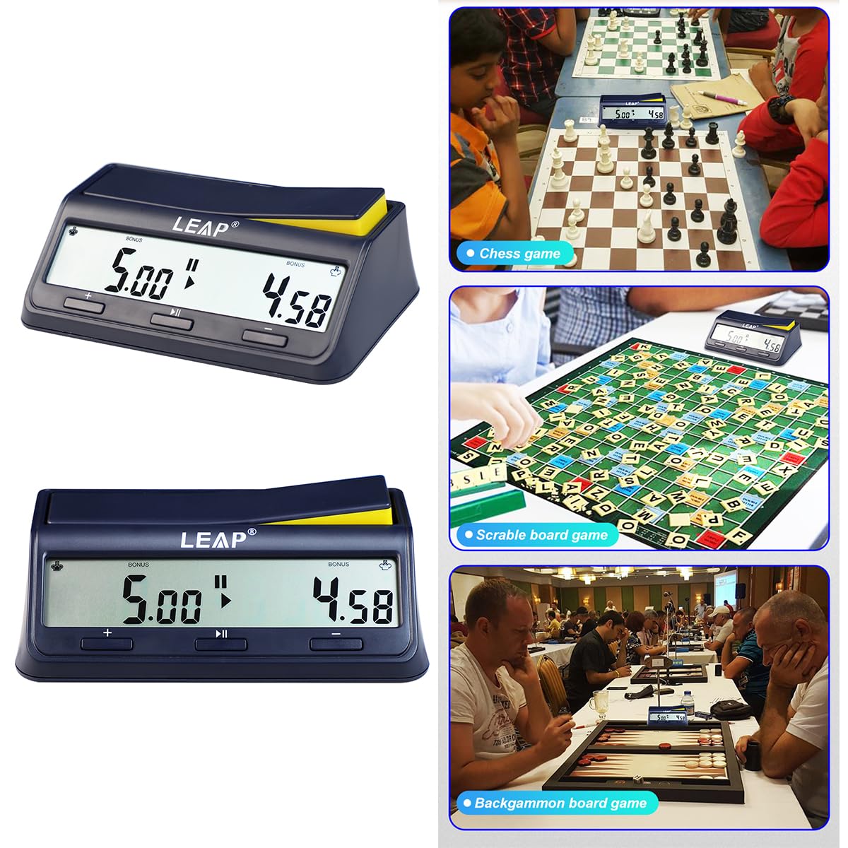 Temporizadores de cocina para cocinar, temporizador de cuenta regresiva, reloj de ajedrez digital con función de alarma para juego de mesa profesional