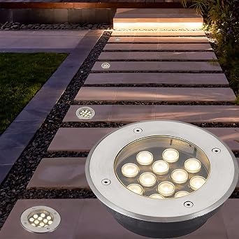 Outdoor Buried Lights - Ground LED Landscape Lamp, Round Recessed LED Underground Light, IP67 Waterproof LED Ground Decorate Spot Lights, for Bridge Garden Land,Green-36W