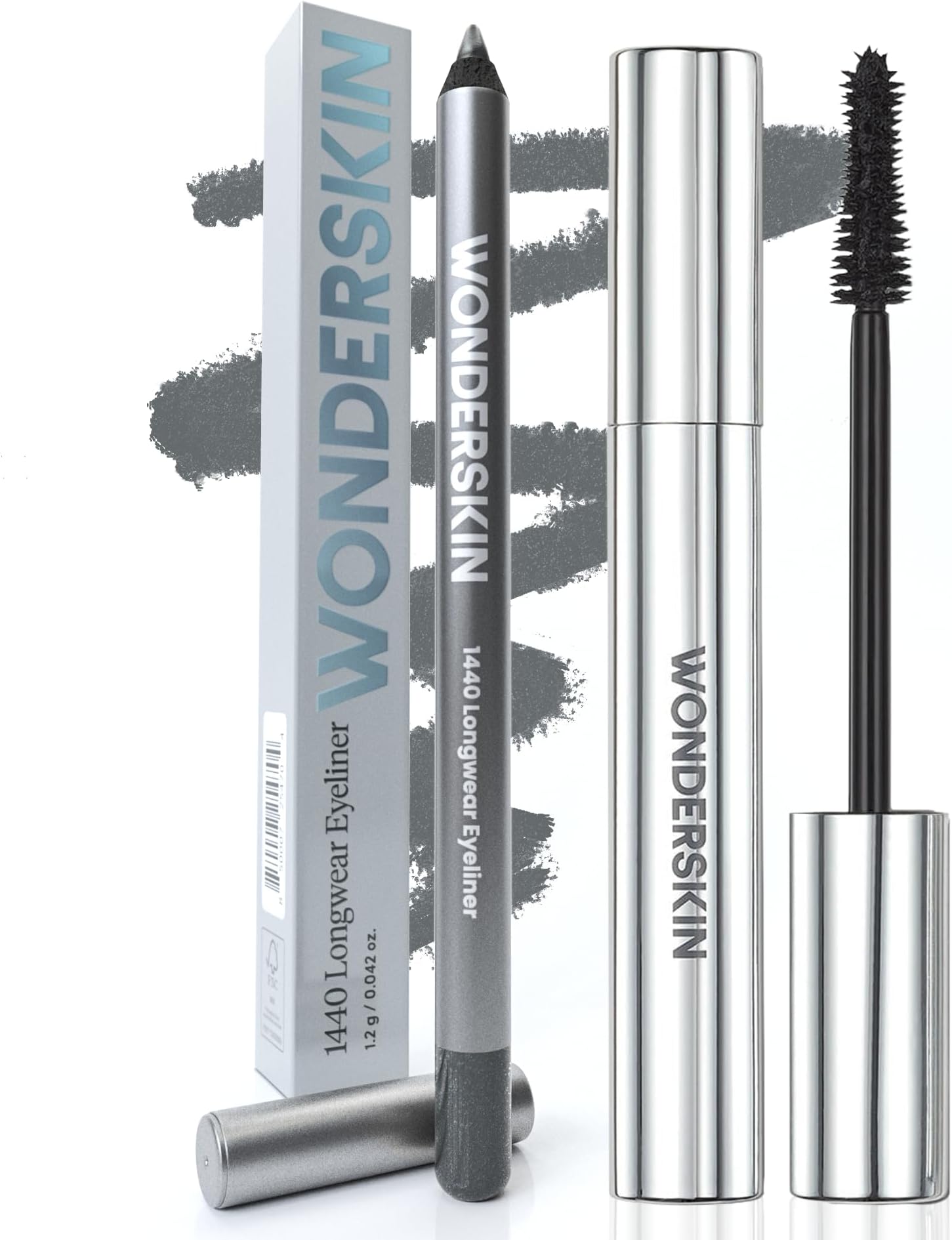 Wonderskin 1440 Longwear Eyeliner (Oyster Blue) with Wonderskin Black Mascara