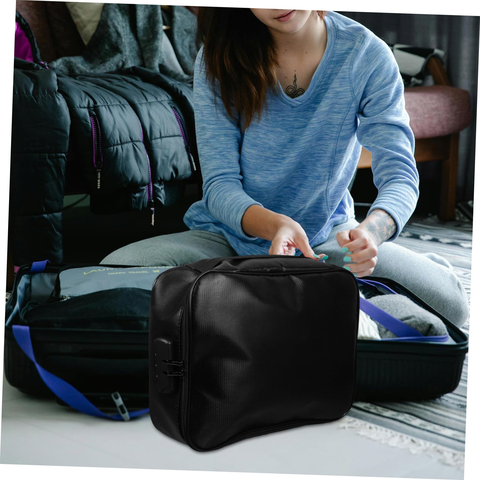 Portadocumenti Ignifugo Multilayer Nero Fiberglass | Capacità Ampia per File e Passaporti, Uso Quotidiano e Viaggio, Design Elegante