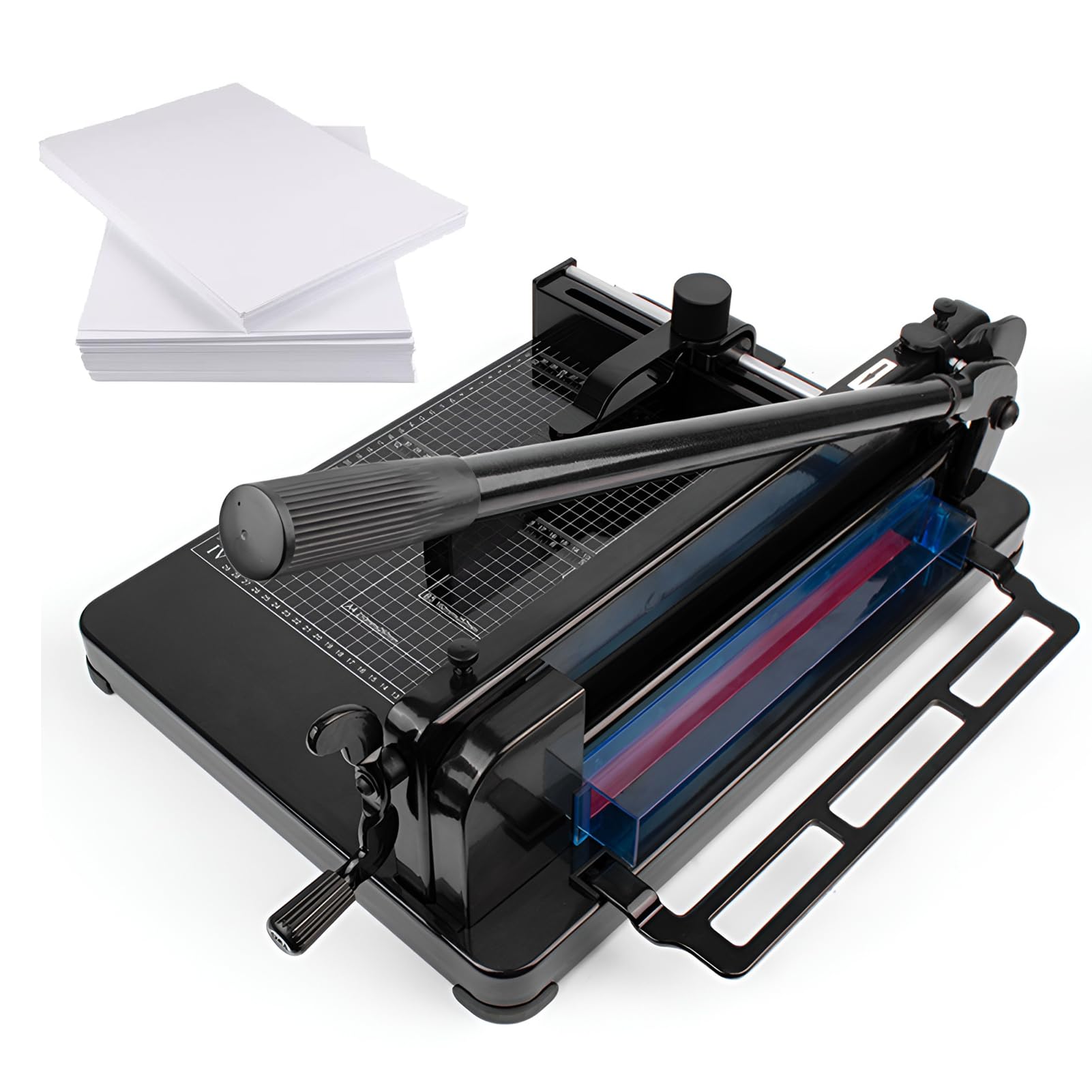 Taglierina per carta resistente, taglierina da scrivania in metallo, taglierina manuale con blocco lama di sicurezza e pressa per carta, per ufficio, scuola, scrapbooking, taglio efficiente