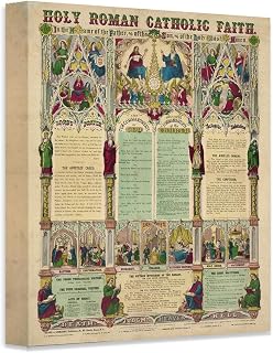 Holy Roman Catholic Faith Poster - Vintage Bible Book Page Style - Ideal for Living Rooms, Prayer Spaces, Home Offices & Study Rooms - Religious Christian Wall Decor (Stretched Canvas, 16" x 20")