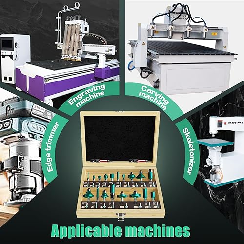 Miniatura 7 de CSOOM 20 brocas de enrutador, herramientas de carpintería de 14 pulgadas, juego de fresas de carburo profesional, ideal para proyectos de carpintería