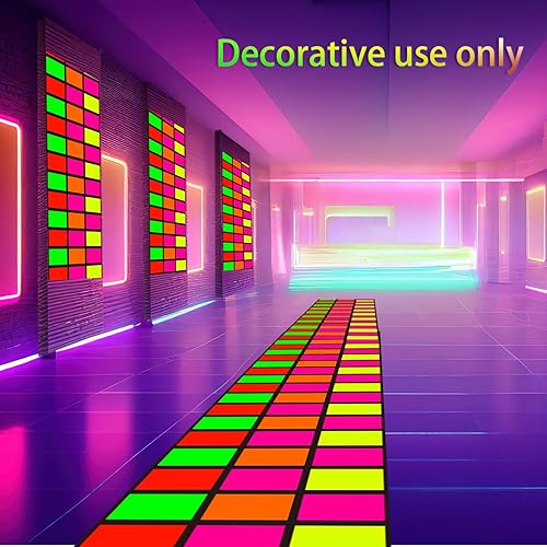 Miniatura 4 de Haull Pista de baile con luz neón de 236 x 39 pulgadas, decoración de fiesta de neón que brilla en la oscuridad, accesorios de pared fluorescentes