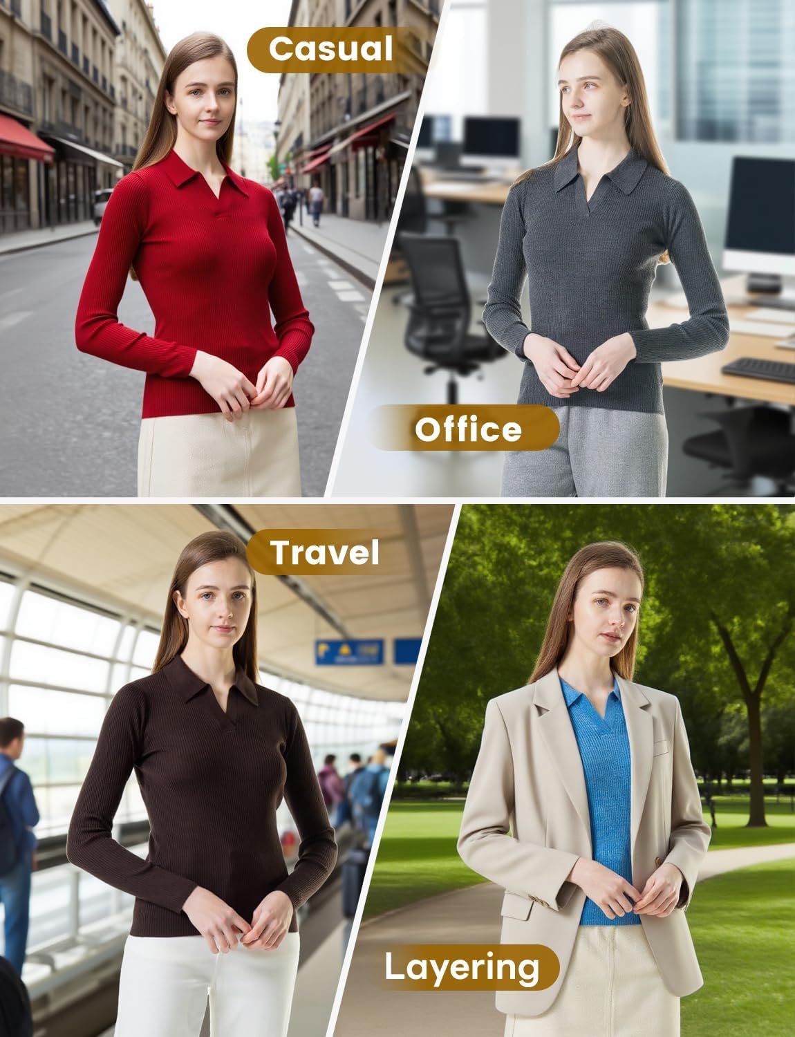 100% Merino Wool Sweaters Women V Neck Long Sleeve Pullover Lightweight Softknit Wool Shirt Women's Warm Tops - Image 4