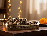 Vista 3 de eSplanade Estatua de Buda reclinable para decoración del hogar Escaparate de Buda dormido de latón para sala de estar, meditación, escritorio