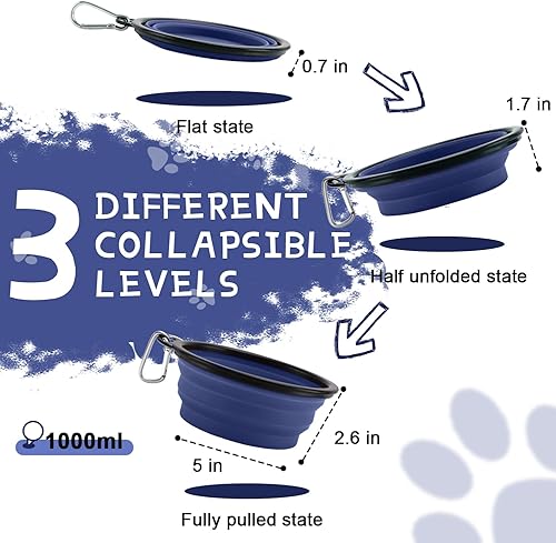 Miniatura 23 de Rest-Eazzzy Cuencos grandes plegables para perros de 33.8 fl oz, paquete de 2 cuencos de agua portátiles para perros, gatos y mascotas, plato