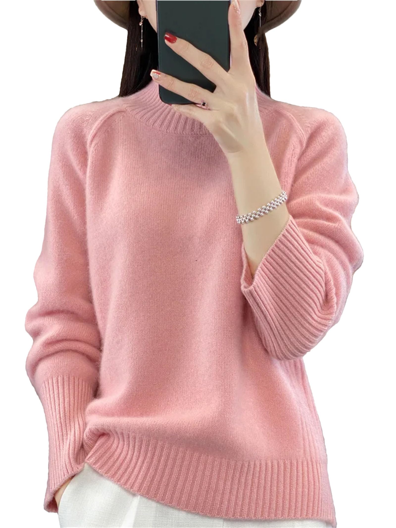 Maglione a collo alto da donna Inverno Basic Pullover in Lana Merino Maniche Lunghe Cashmere Maglione Lavorato a Maglia Abbigliamento Femminile