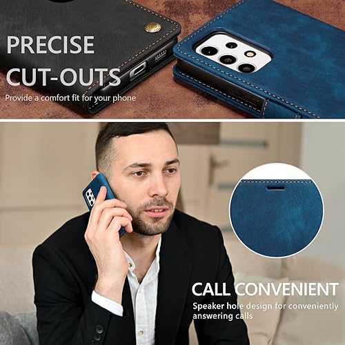 Miniatura 6 de QLTYPRI Funda para Samsung Galaxy A53, funda de piel sintética con cierre magnético, soporte para tarjetero, función atril, funda protectora a