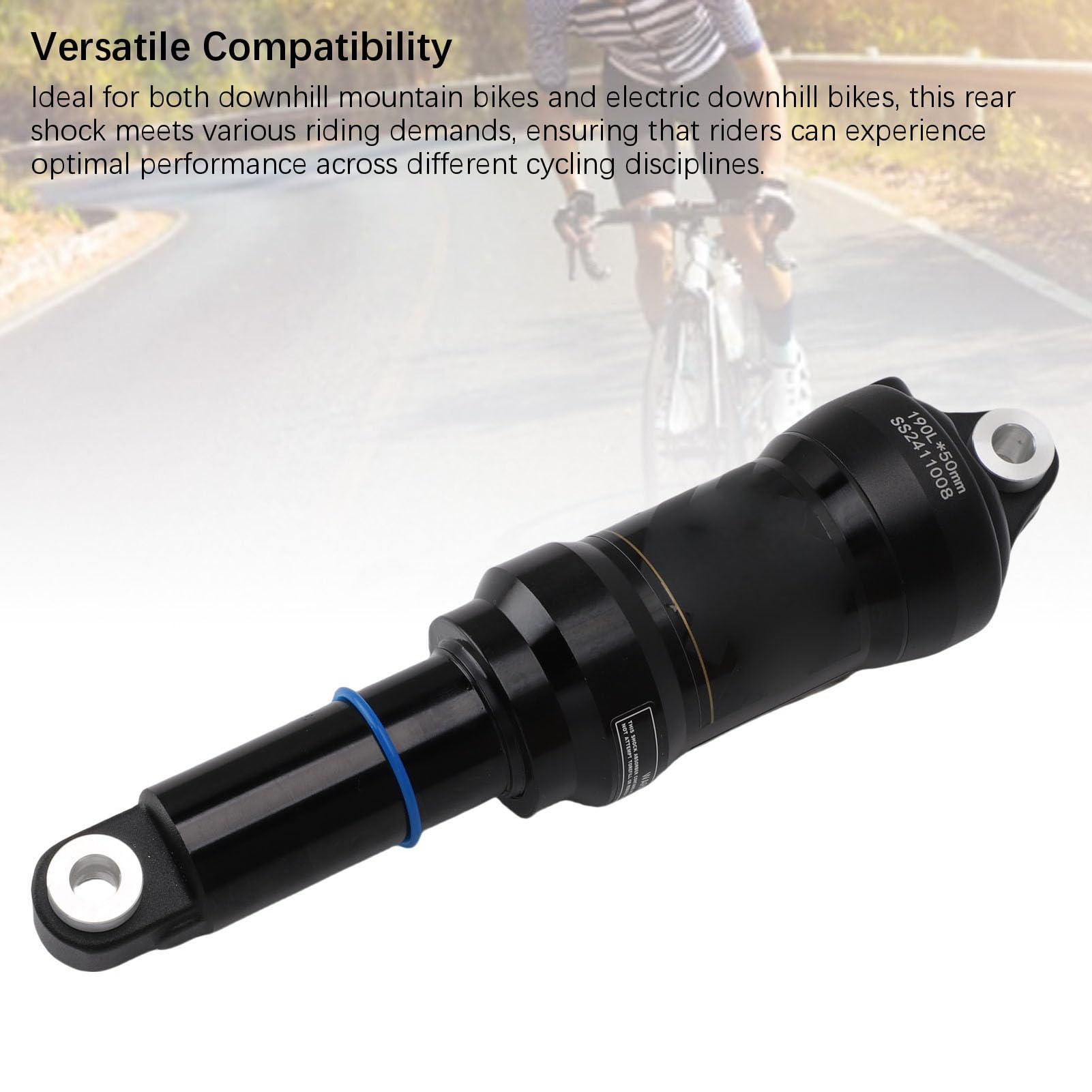 Demeras Powietrzny Amortyzator Tylny Roweru Górskiego Downhill Uniwersalny Stop Aluminium Zapewniający optymalną amortyzację na Nierównych Trasach 190 Mm (Złoto)