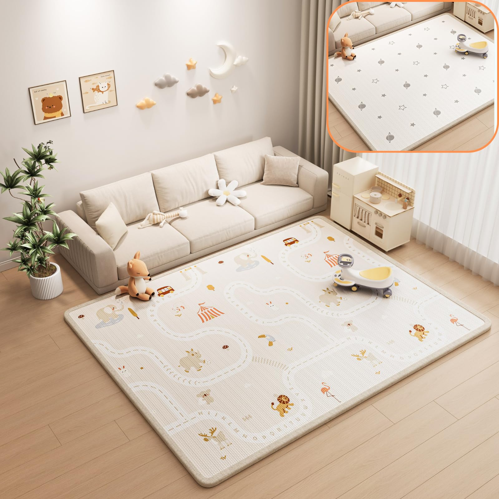 Amazon.co.jp: 【厚み2cmのふかふか】 DIYELL プレイマット 180×200