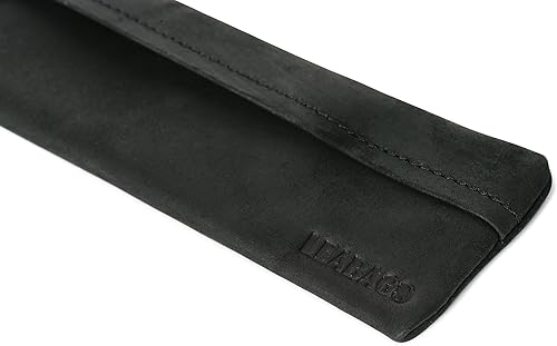 Miniatura 4 de LEABAGS Estuche de cuero para lápices, de piel auténtica, Fort Vaux, para adultos, hombres, mujeres, trabajo, universidad, Negro -, Vintage
