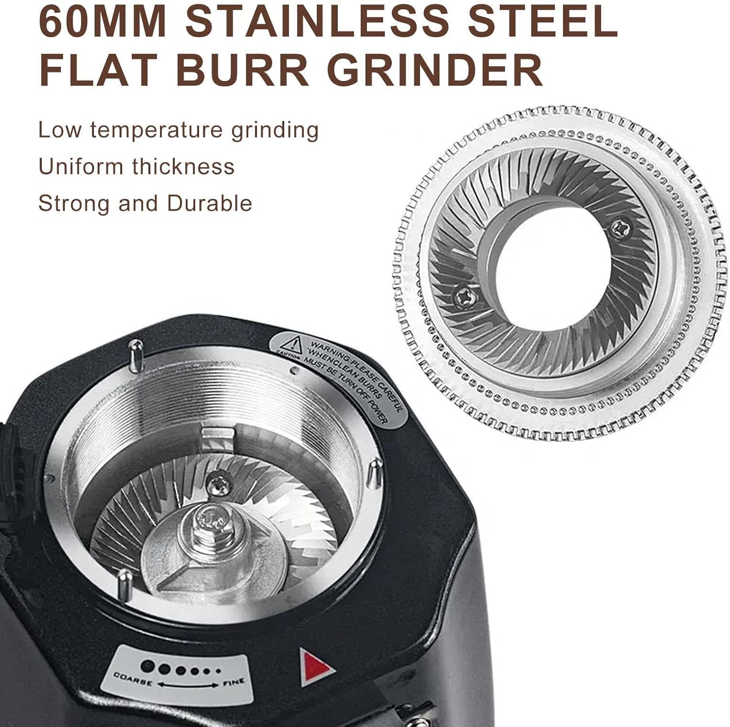 Professional 250W Coffee Bean Grinder, 1500ml Vertical Commercial Electric Cafe Mill with 60mm Stainless Steel Flat Burrs, 19-Speed Adjustable Dual-Mode Coffee Grinder