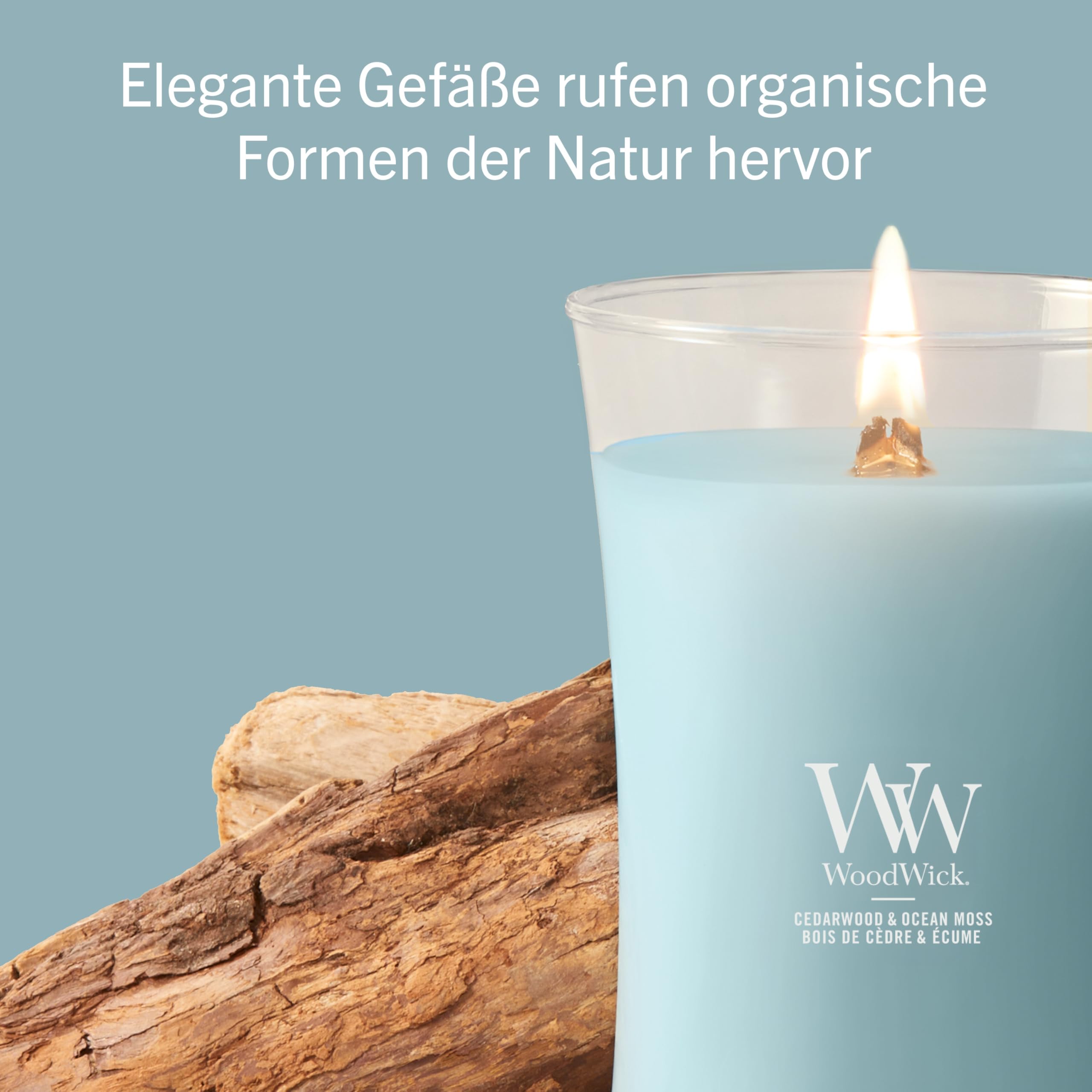 WoodWick Duftkerze | Große Hourglass-Kerze | Cedarwood & Ocean Moss | Perfekte Geschenke für Frauen