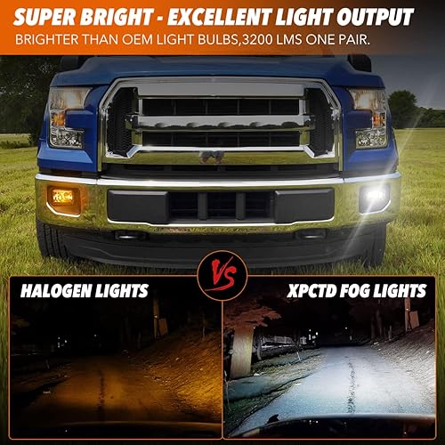 Miniatura 2 de Luces antiniebla LED mejoradas con DRL parachoques antiniebla de repuesto compatibles con Ford F150 2015 2016 2017 2018 2019 2020 1 par negro (negro