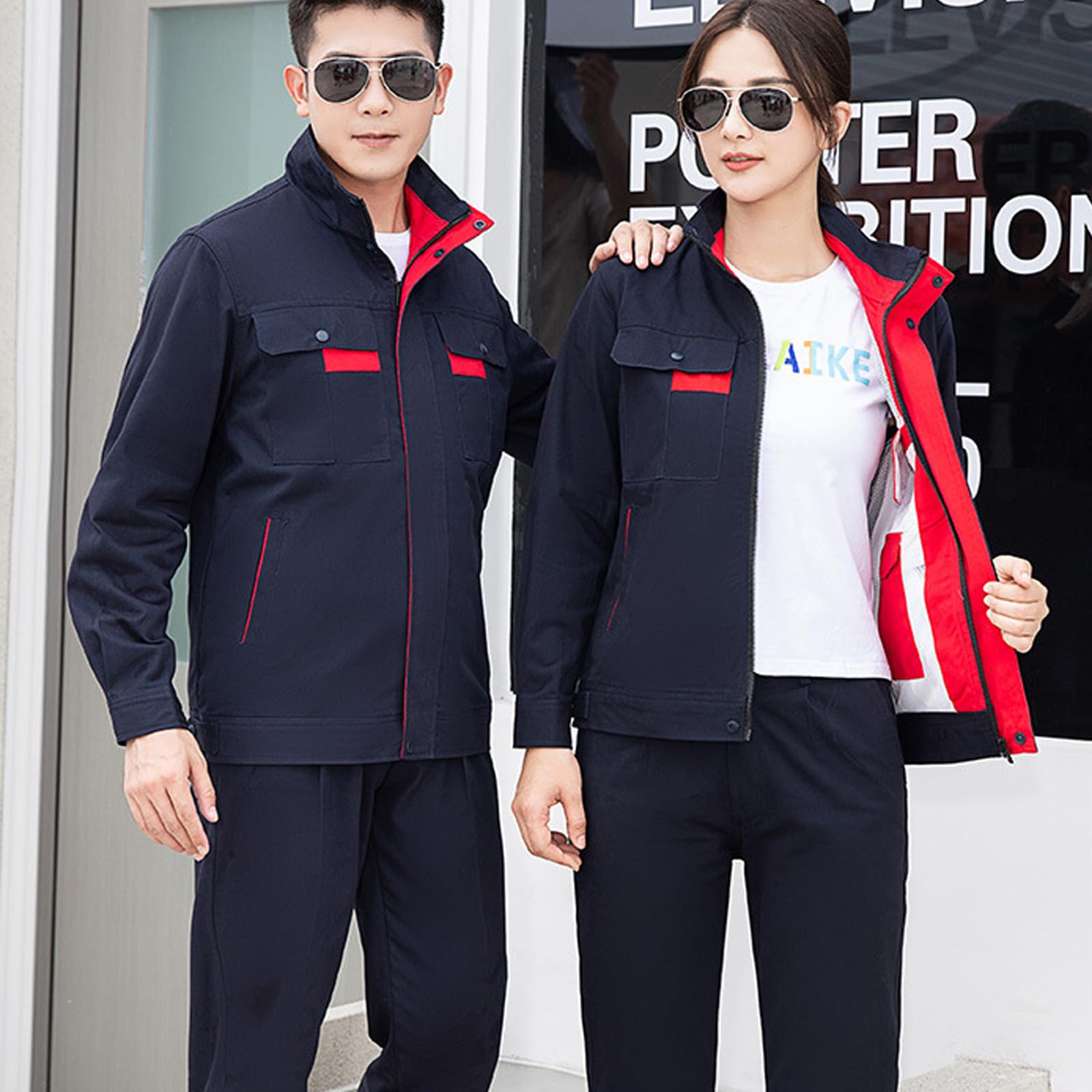 Monos Unisex Monos De Algodón Chaqueta De Trabajo De Manga Larga Y Pantalones Traje Ropa De Trabajo Uniformes De Taller