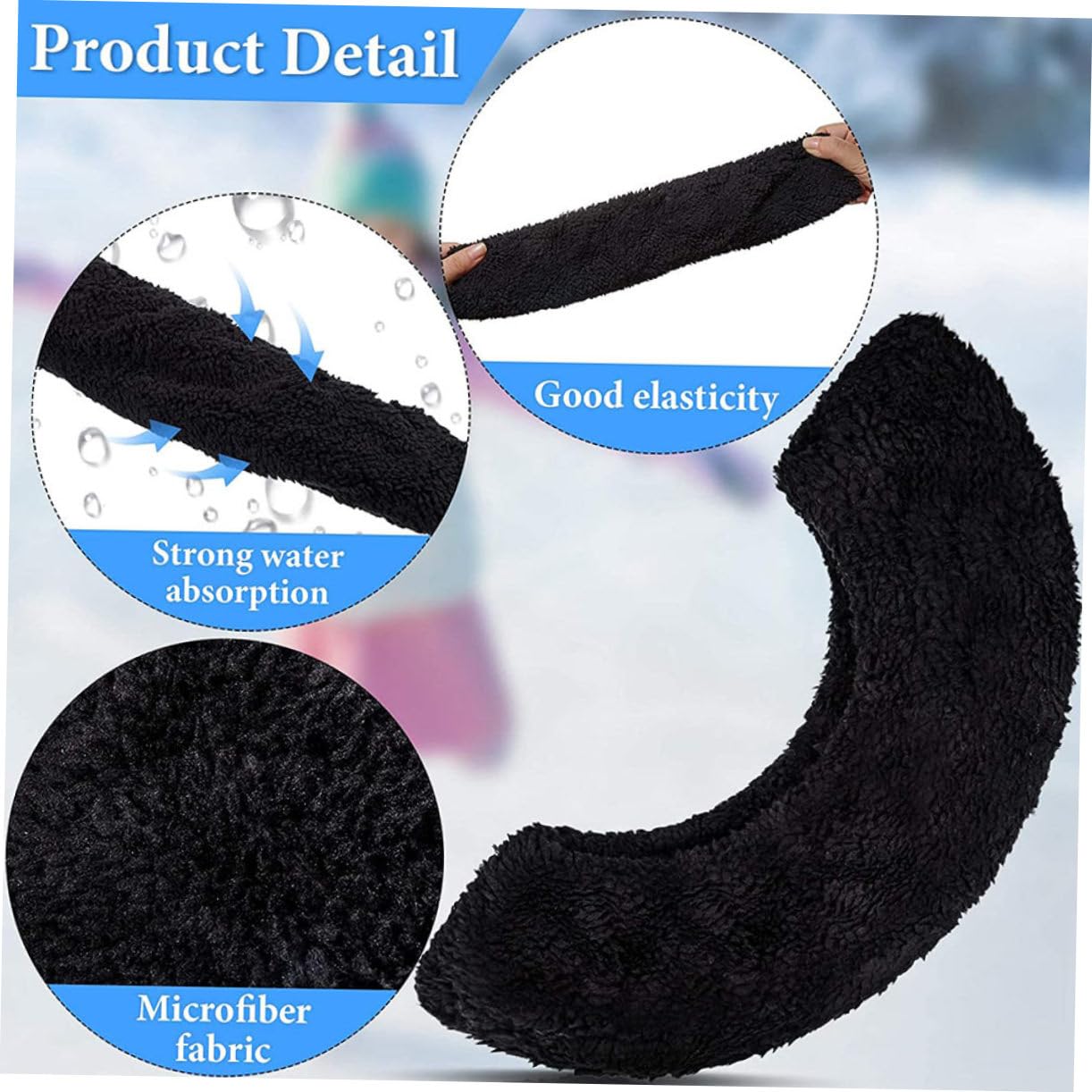 Protège-lames de Patins Élastiques, Lot de 2 Paires, Noir, Polyester