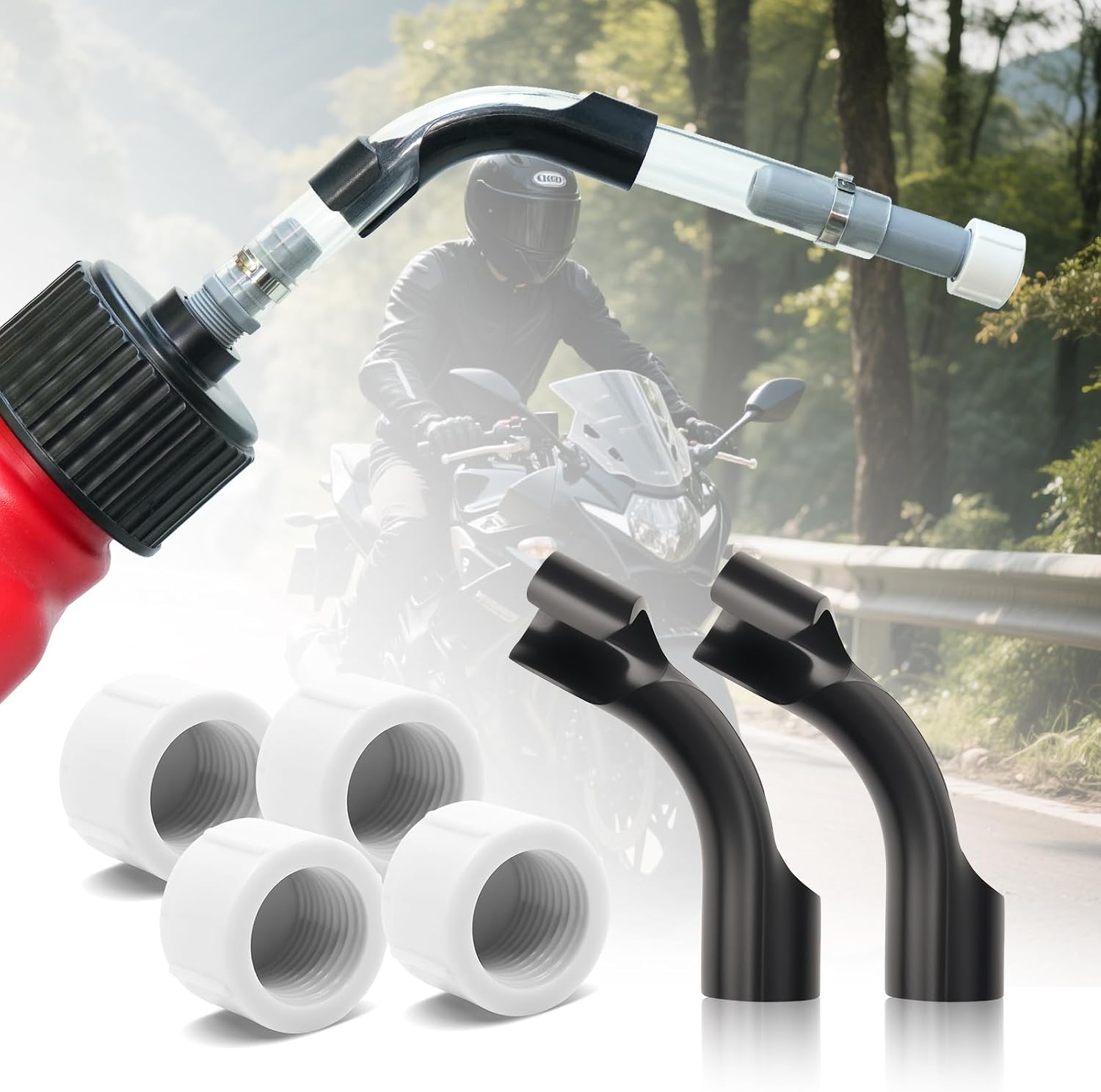 mapleza 4 Pcs Racing Fuel Hose Cap with 2 PCS Hose Bender Compatible with VP JEGS Scribner 3/5/5.5 Gallon Jugs Hoses Heavy-Duty Dust-Proof Replacement Kit for Fuel Containers