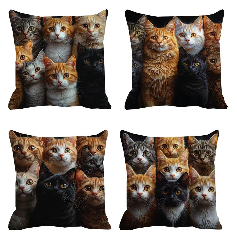 Housse Coussin 30x30 Chat Décoration Maison Taie Oreiller