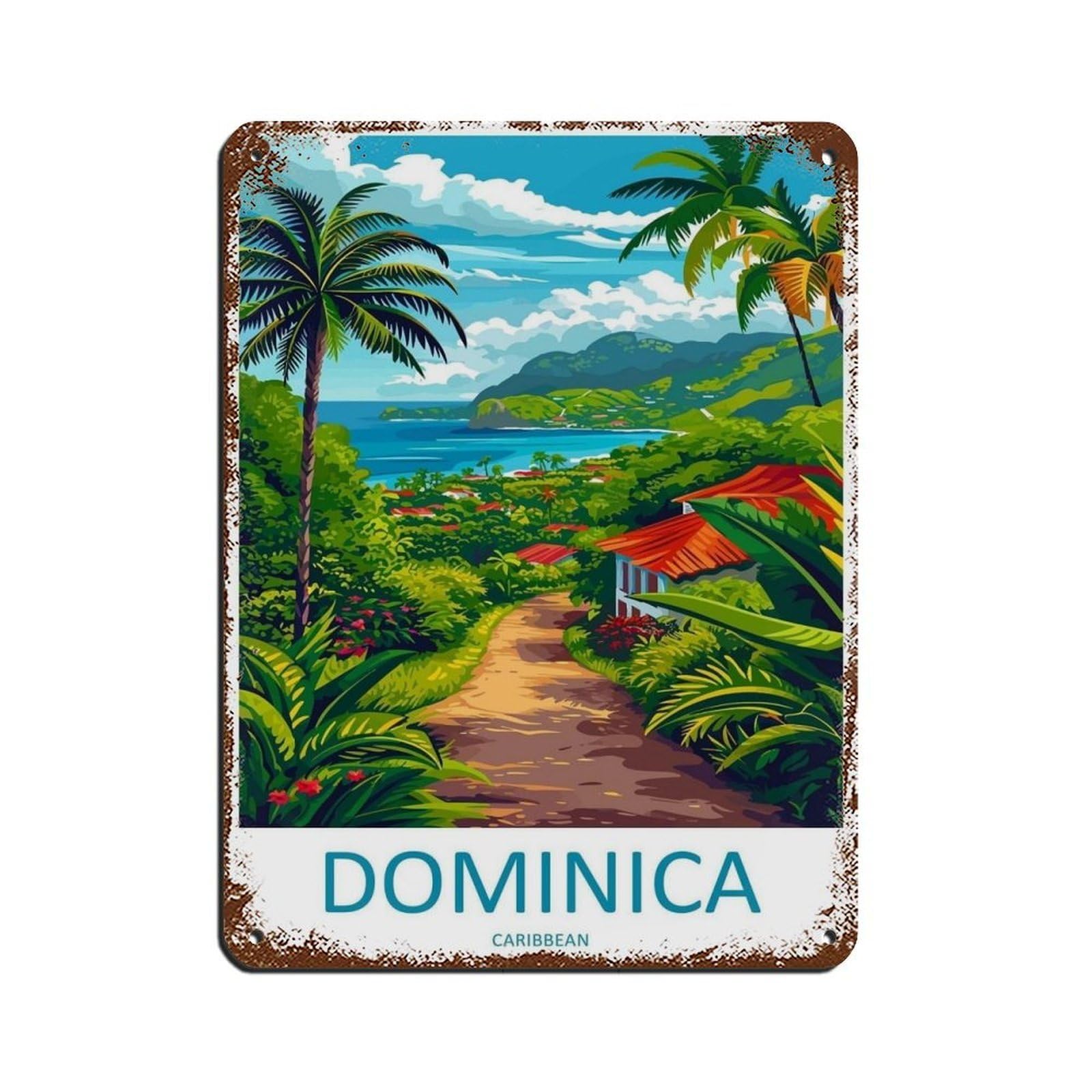 Dominica Travel Art Caribbean Travel（4） Tin Sign Vintage Metal Pub Club Cafe Bar Home Wall Art Decoration Poster Retro 12x16inch(30x40cm)