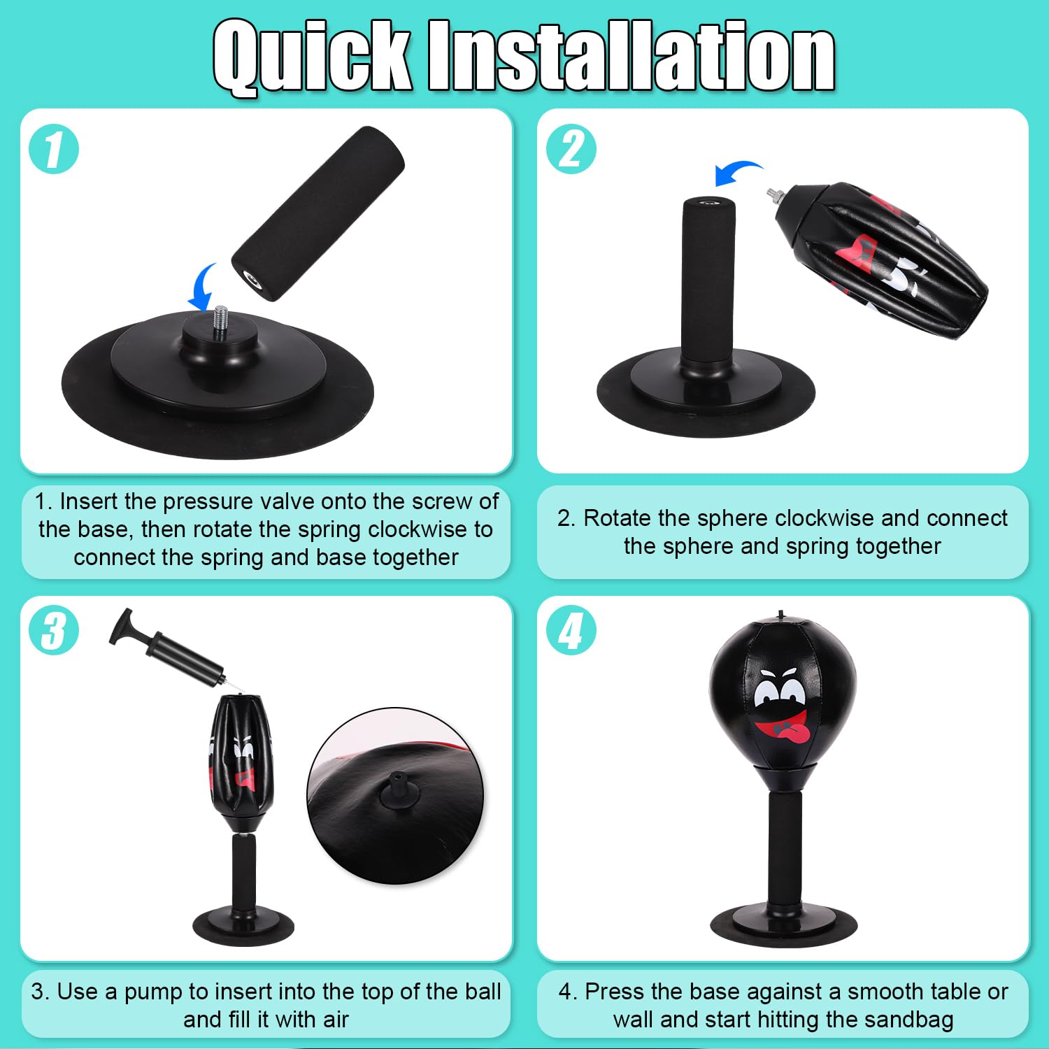 Pallone Da Boxe Da Scrivania Con Ventosa - Antistress Per Ufficio E Casa - Regalo Divertente - Foto 7