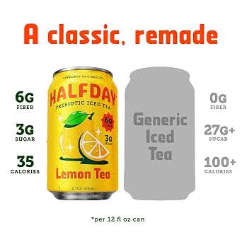 Halfday Prebiotic Lemon Iced Tea, 12 Fl Oz