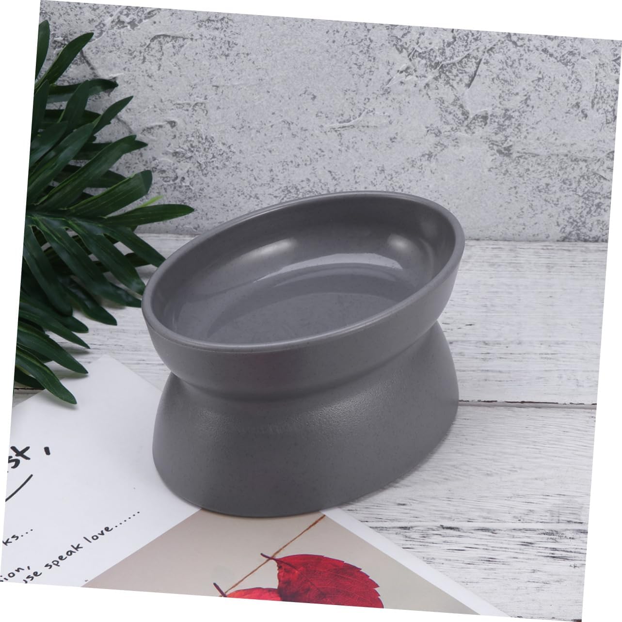 NOLITOY 3pcs Oblique Mouth Cat Bowl Dark Gray Feeder for Cats Non- Base Holds Water Food for Controlled Eating and Pet Supplies