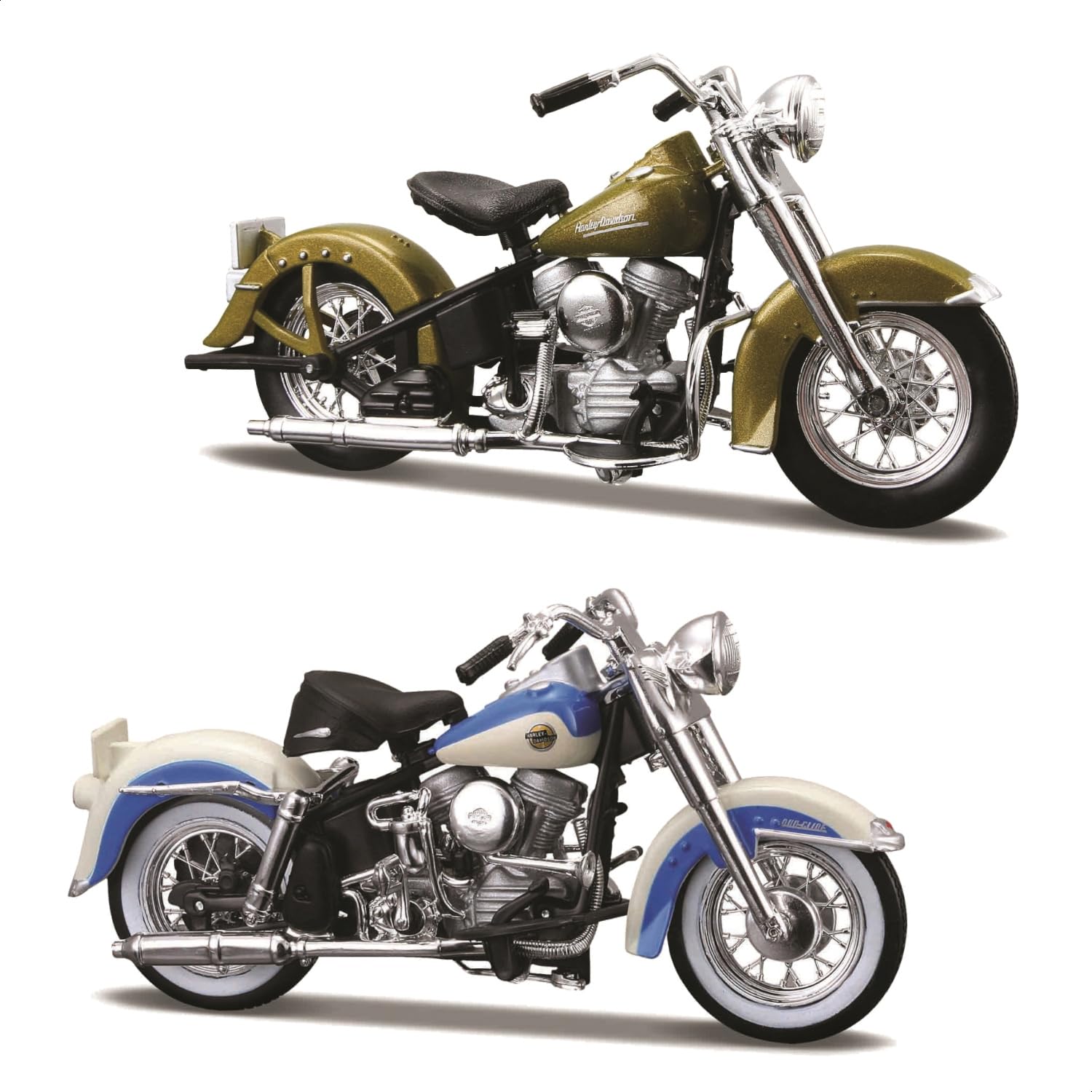1:18 Scale Harley Davidson Duos - 50s Series '53 Hydra-Glide and '58 Duo-Glide Diecast Mo…
