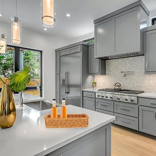 Miniatura 2 de Kichvoe Organizador de cestas de mimbre 2 unidades cesta de almacenamiento de cocina despensa organizador de alimentos para gabinetes armarios