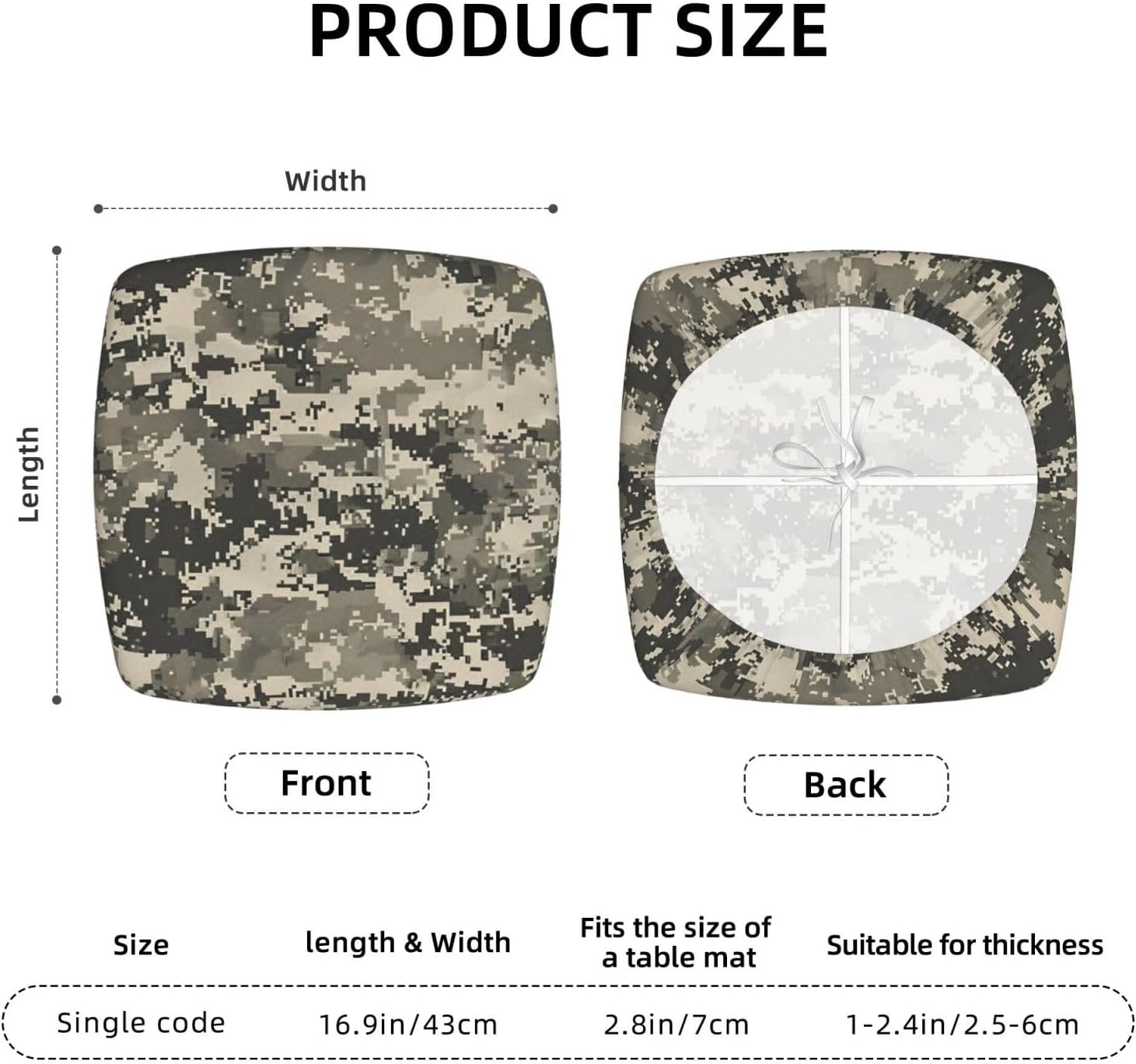 Army Digital Camouflage Print Square Cushion Covers 6 Pcs Set Elastic Non-Slip Seat Cushion Slipcovers Pet Furniture Protectors for Chair, Sofa